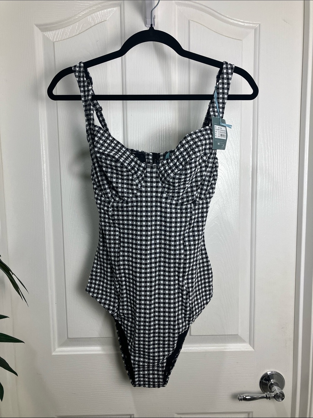 PANACHE Paloma Balcony Swimsuit One-Piece, 34DDD, Black Gingham